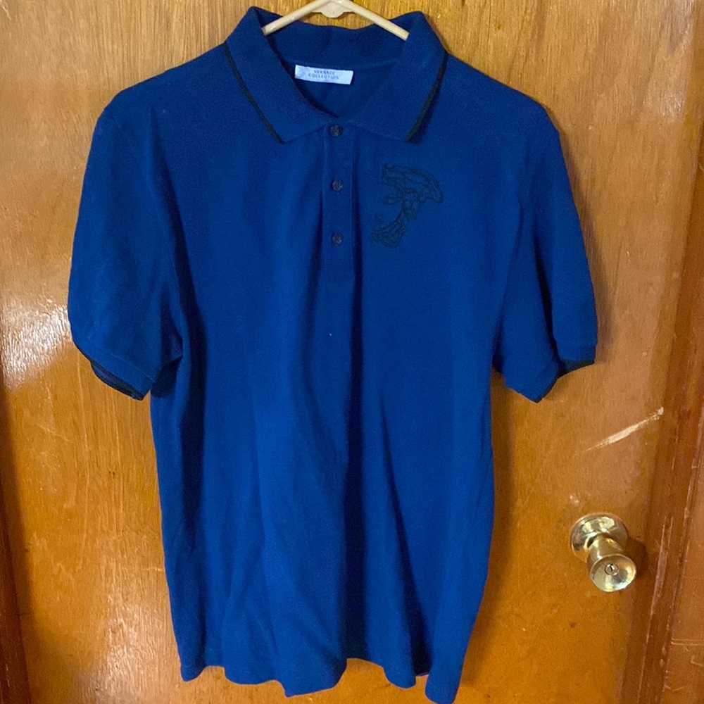 Versace Collection Polo Shirt XXL Blue/Black